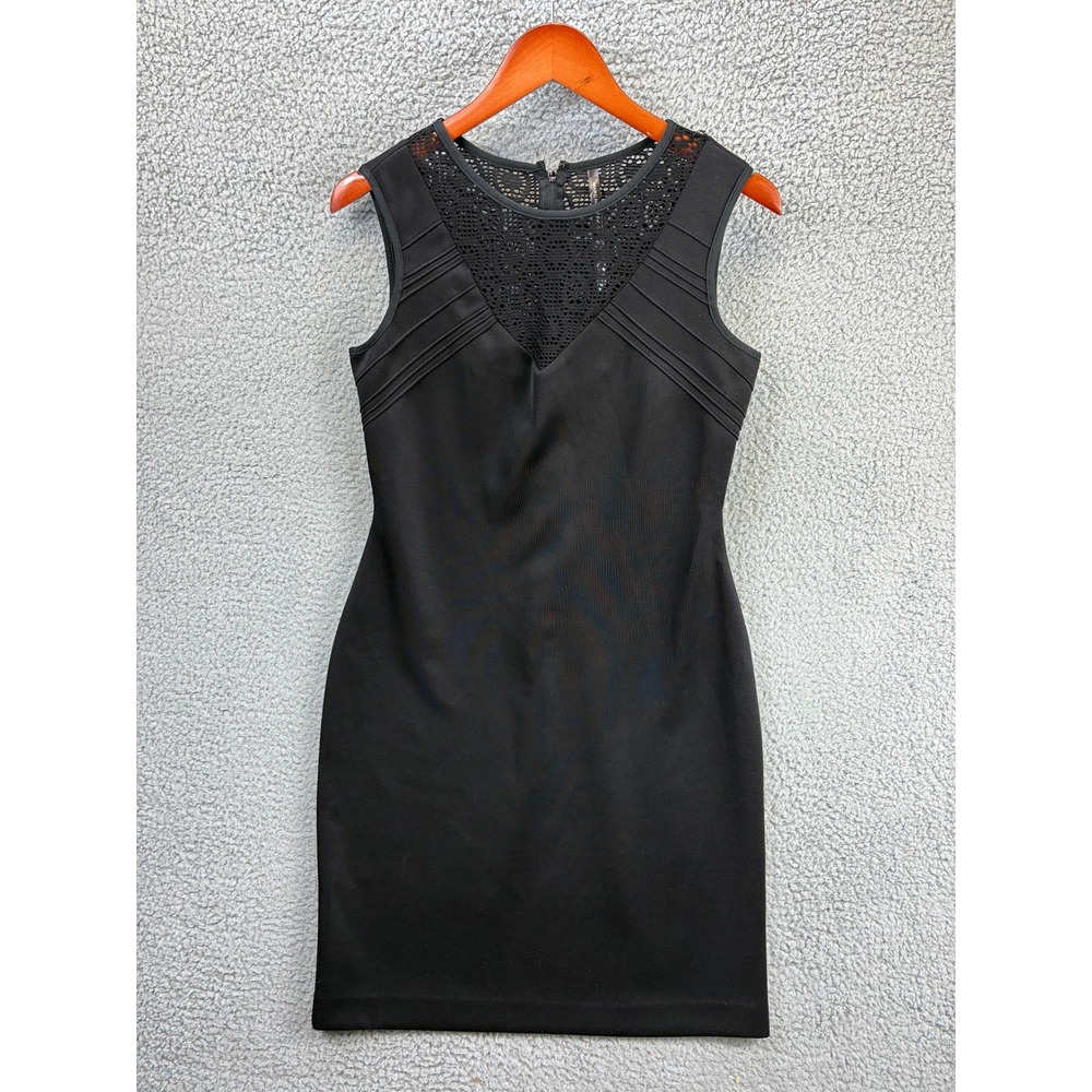 Marc New York Sheath Dress Womens 6 Black Mesh Yoke Sleeveless Cocktail LBD